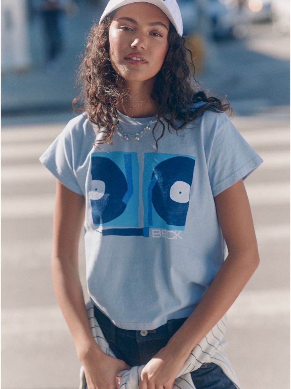 Letluv Anthropologie Powder Blue Beck Turntables Graphic Tee Size XS NWOT